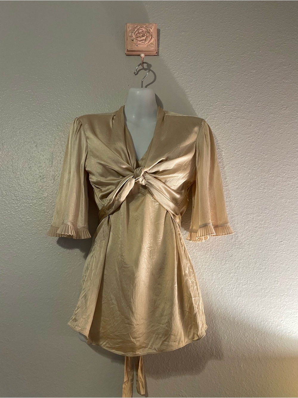 Satin Silk Multi-Way Blouse in Champagne